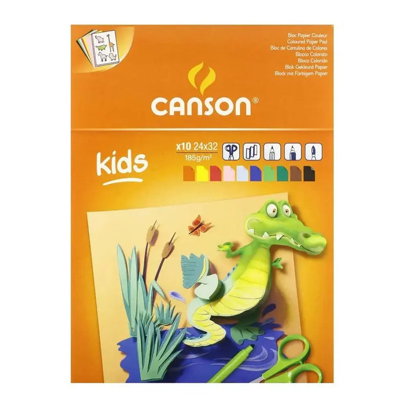 Canson Bloc de 10 Hojas de Colores Surtidos A4 - 185 g/m²