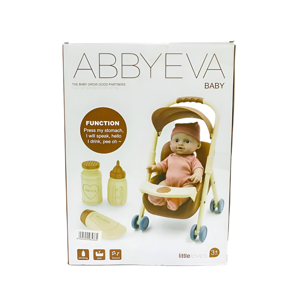 Poupée Reborn Bébé avec Poussette Marron - 3A+