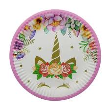 Pack De 10 Assiettes en Papier - Licorne