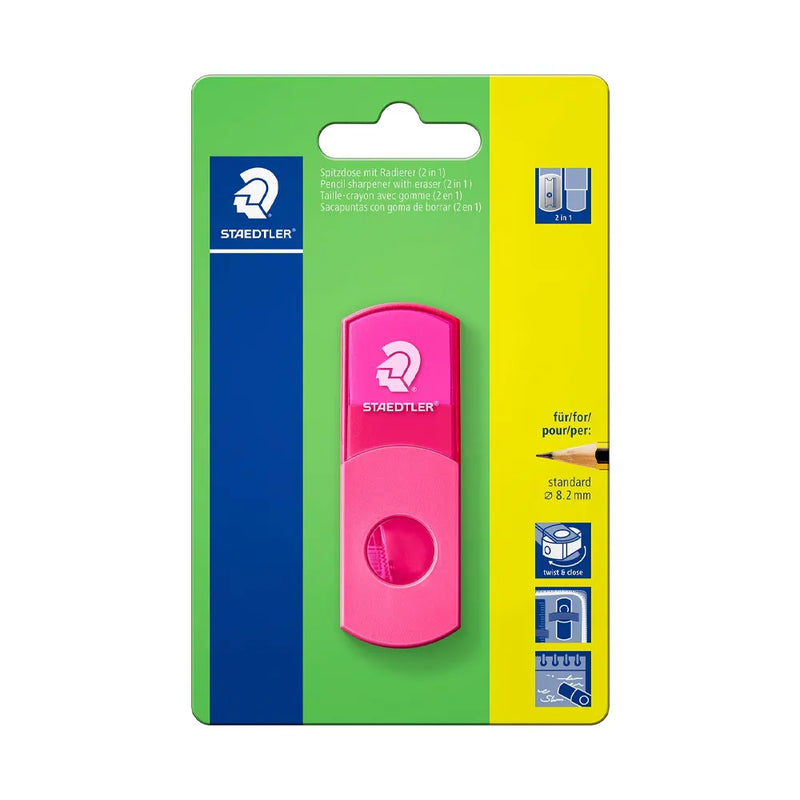 Staedtler® Sacapuntas con Goma 2 en 1, Color Neón Rosa