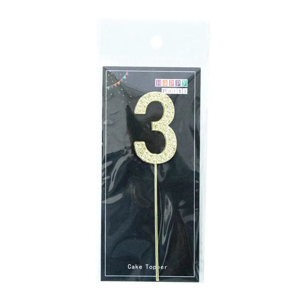 Cake Topper Chiffre 3 - Doré
