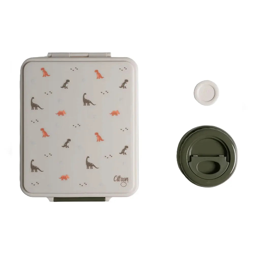 Citron Large Lunchbox with Insulated Food Jar - Green Dino