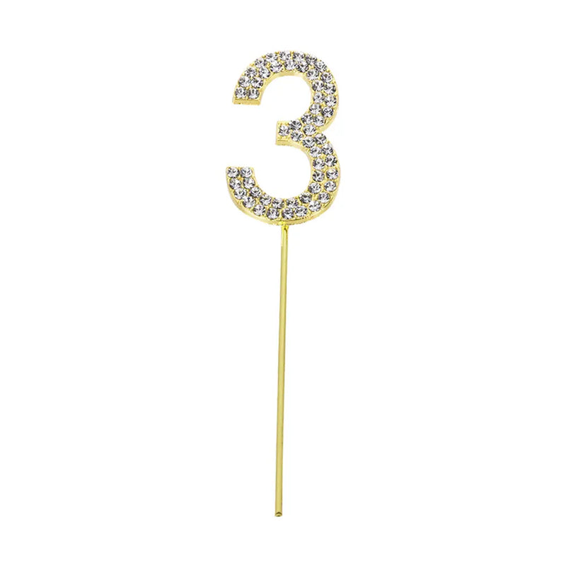 Cake Topper Chiffre 3 - Doré