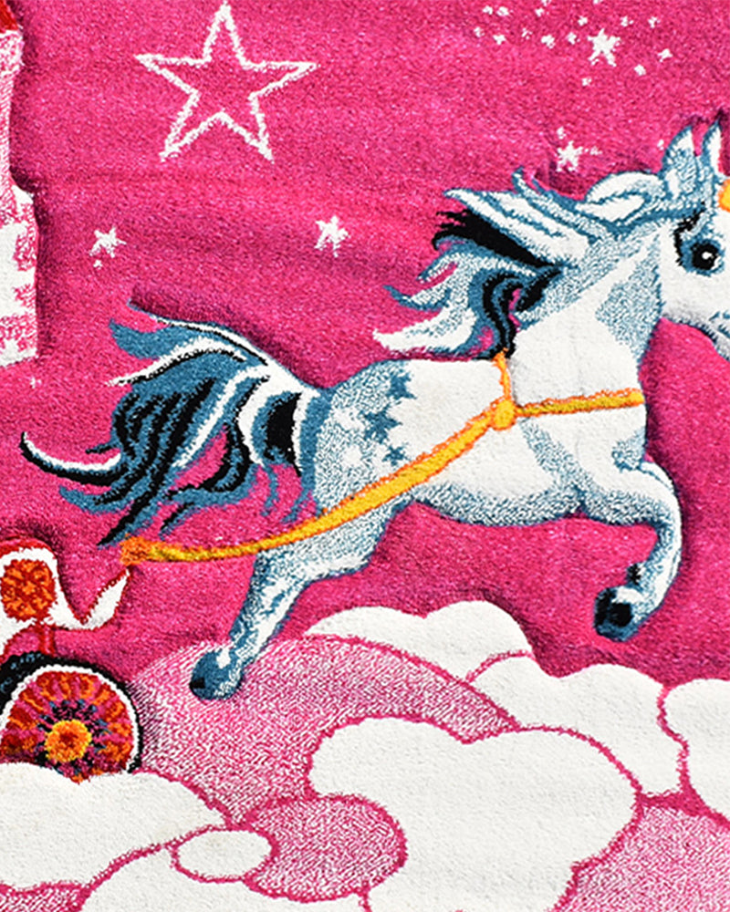 Tapis Rond Château Licorne Un Amour de Tapis - Rose
