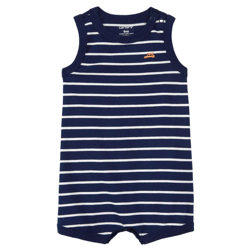 Carter's Striped Cotton Romper - Blue