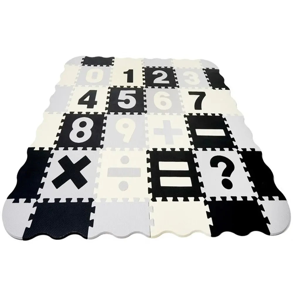 Tapis de Sol Puzzle Numérique 16 Pièces -Noir & Blanc