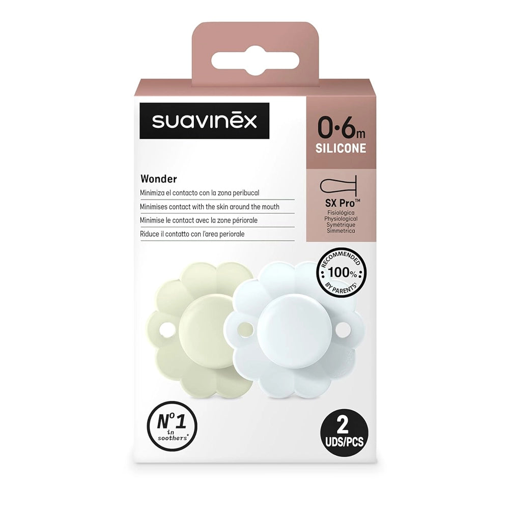 Suavinex Pack de 2 Sucettes Physiologique 0-6M - Aqua & Blue