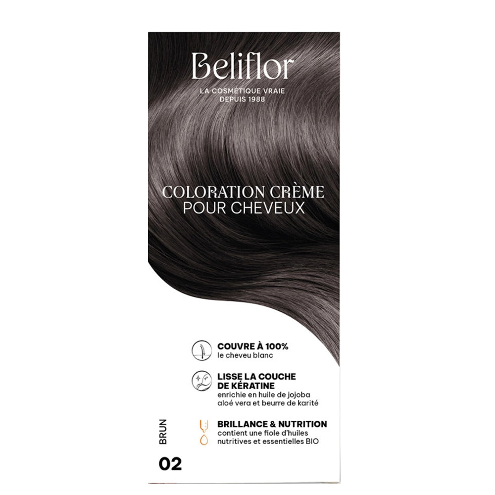 Beliflor Unidose Coloration Crème pour Cheveux 120ml -  N° 02 Brun