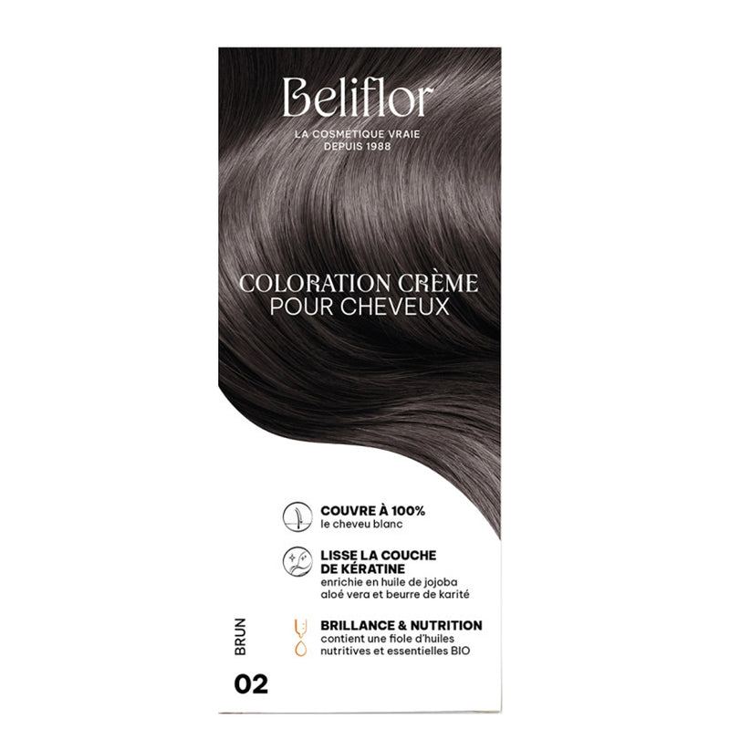 Beliflor Unidose Coloration Crème pour Cheveux 120ml -  N° 02 Brun