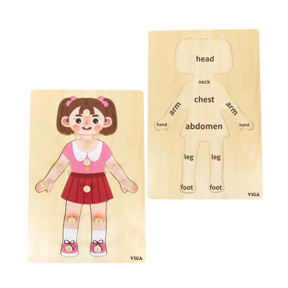 Viga Toys Puzzle Parties du Corps 12 Pièces Fille – 3A+