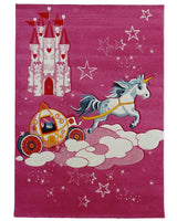 Tapis Rectangulaire Château Licorne Un Amour de Tapis - Rose
