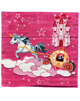 Tapis Carré Château Licorne Un Amour de Tapis - Rose