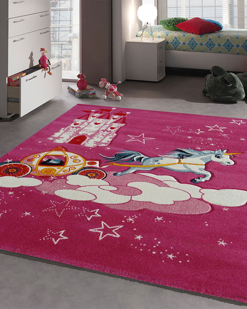 Tapis Château Licorne Rose