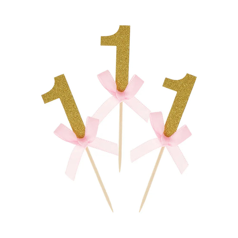 Lot de 10 Pics à Cupcake - 1st Birthday