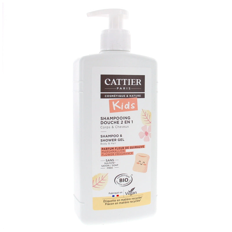 Cattier Kids Shampoing Douche 2en1 Parfum Fleur de Guimauve Bio - 500ml