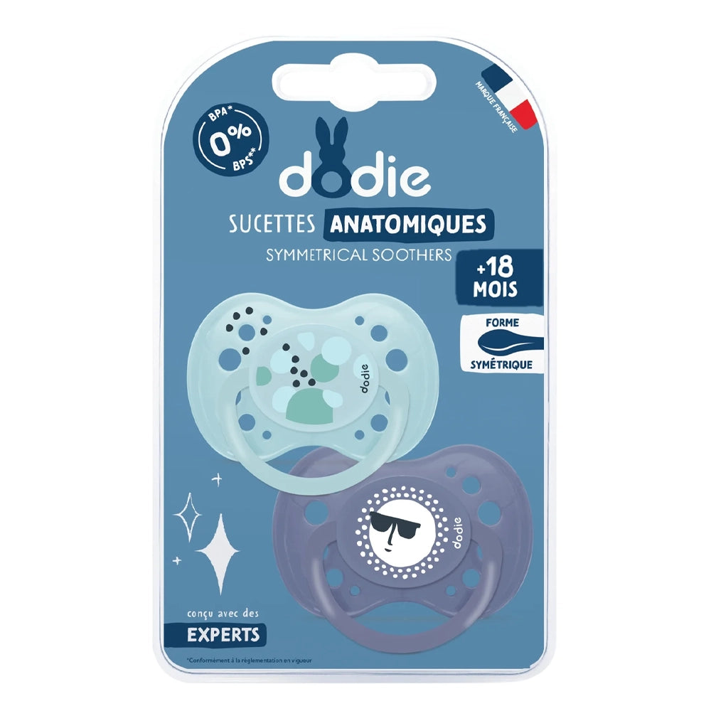 Lot de 2 Sucettes Anatomiques Silicone Dodie +18m - Sunny