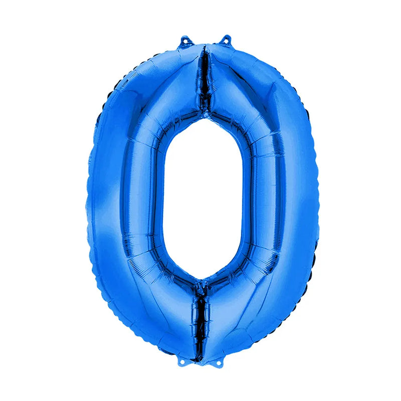 Ballon Chiffre 0 en Aluminium Bleu – 36cm