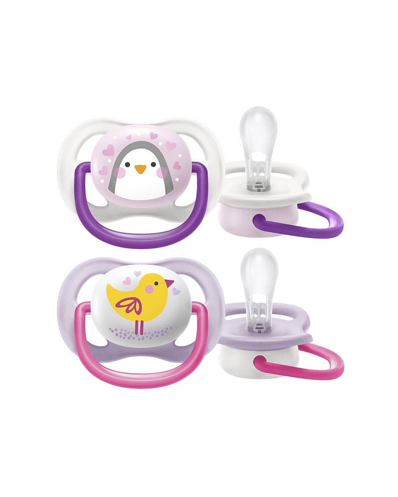 Avent Lot de 2 Sucettes Orthodontiques Ultra Air Animals 0-6m Fille