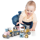 Viga Toys PolarB Train Empilable Animaux en Bois 18M+