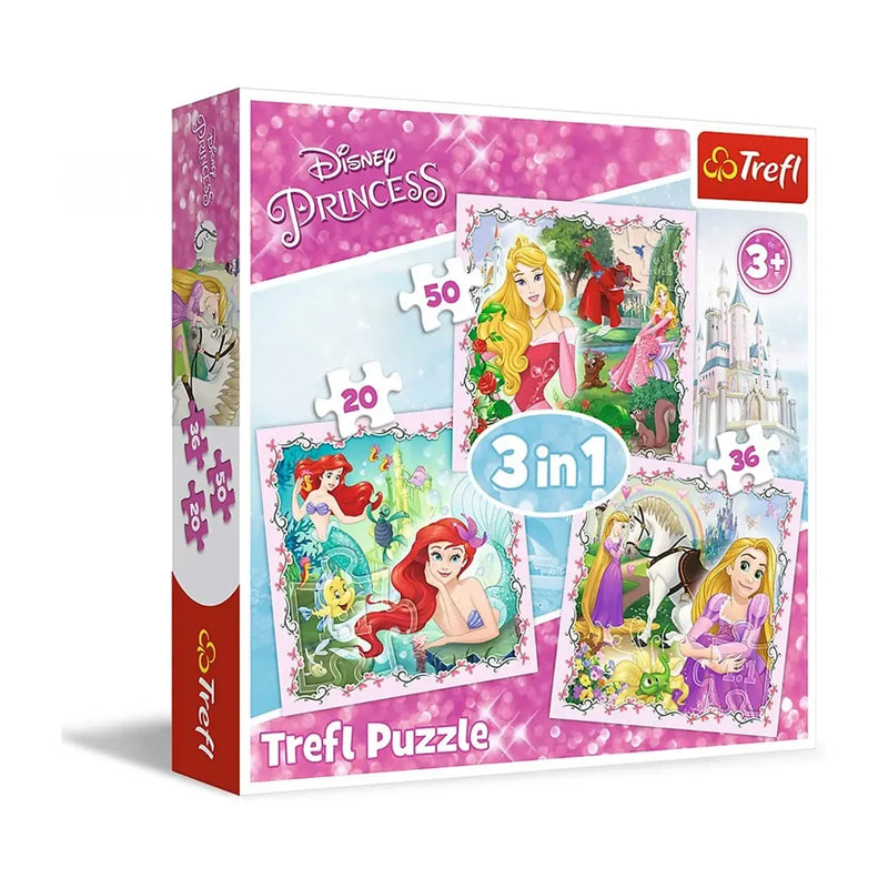 Trefl Puzzle 3en1 Rapunzel y Aurora y Ariel - 3A+