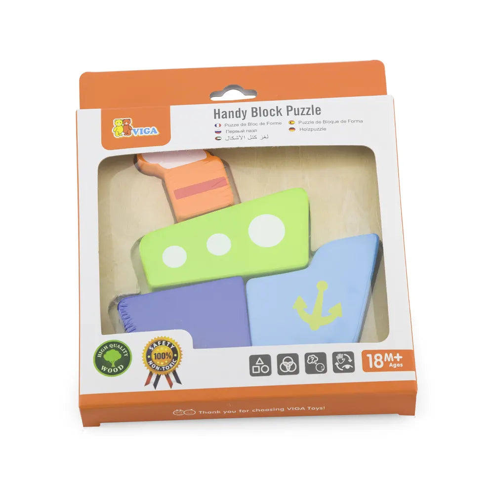 Viga Toys Puzzle de Blocs en Bois - Bateau