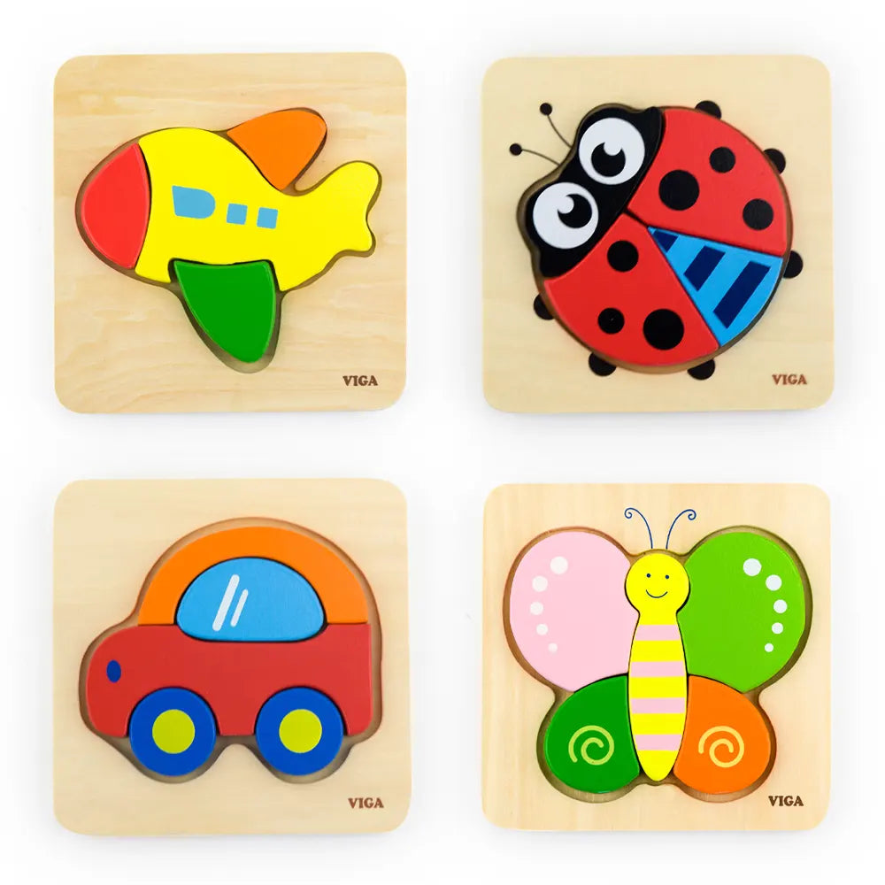 Viga Toys Puzzle de Blocs en Bois - Coccinelle
