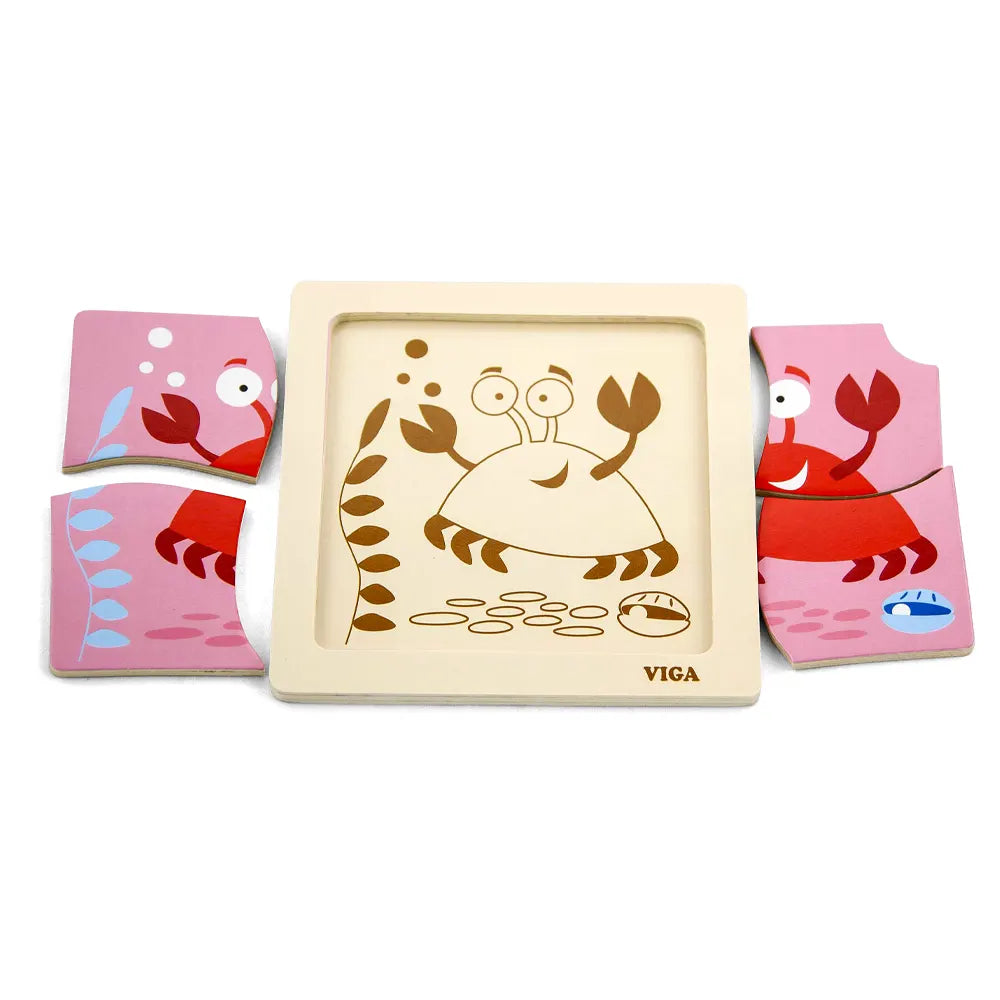 Viga Toys Puzzle Plat Crabe en Bois – 12M+