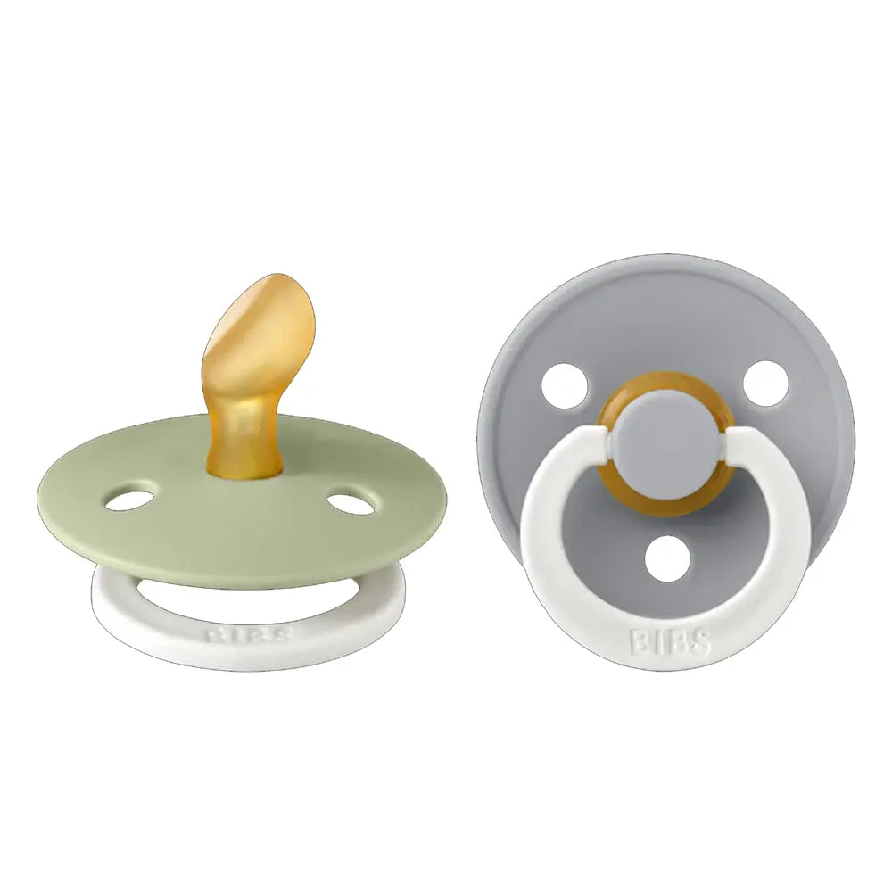 BIBS Pack of 2 Anatomical Pacifiers - Sage/Cloud - GLOW