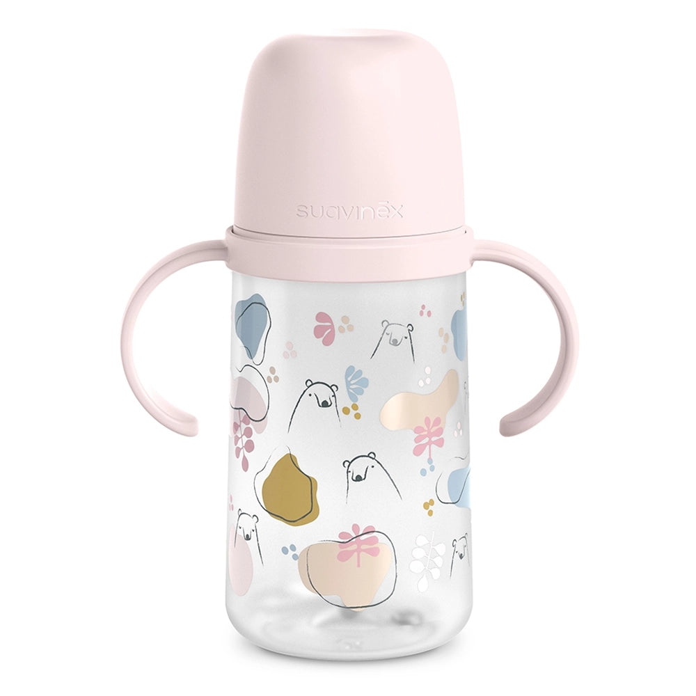 Suavinex Anti-Colic Bottle with Handles & Silicone Spout 270ml 6M+ - Pink