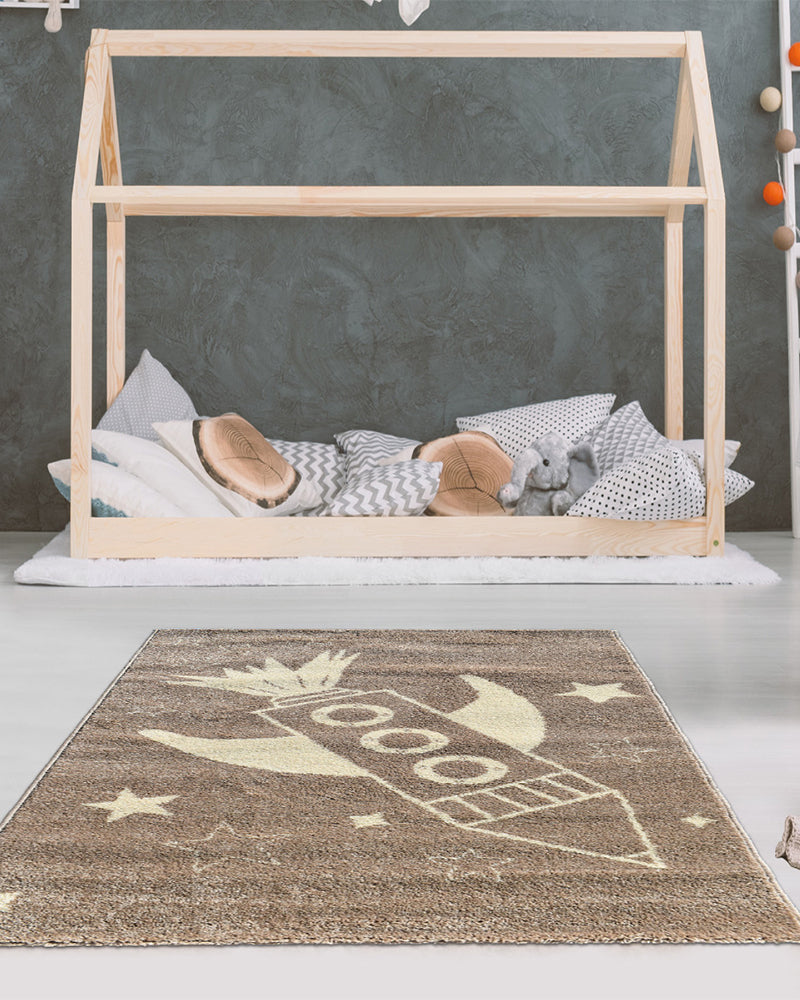 Tapis Carré Fusée Taupe 150x150cm