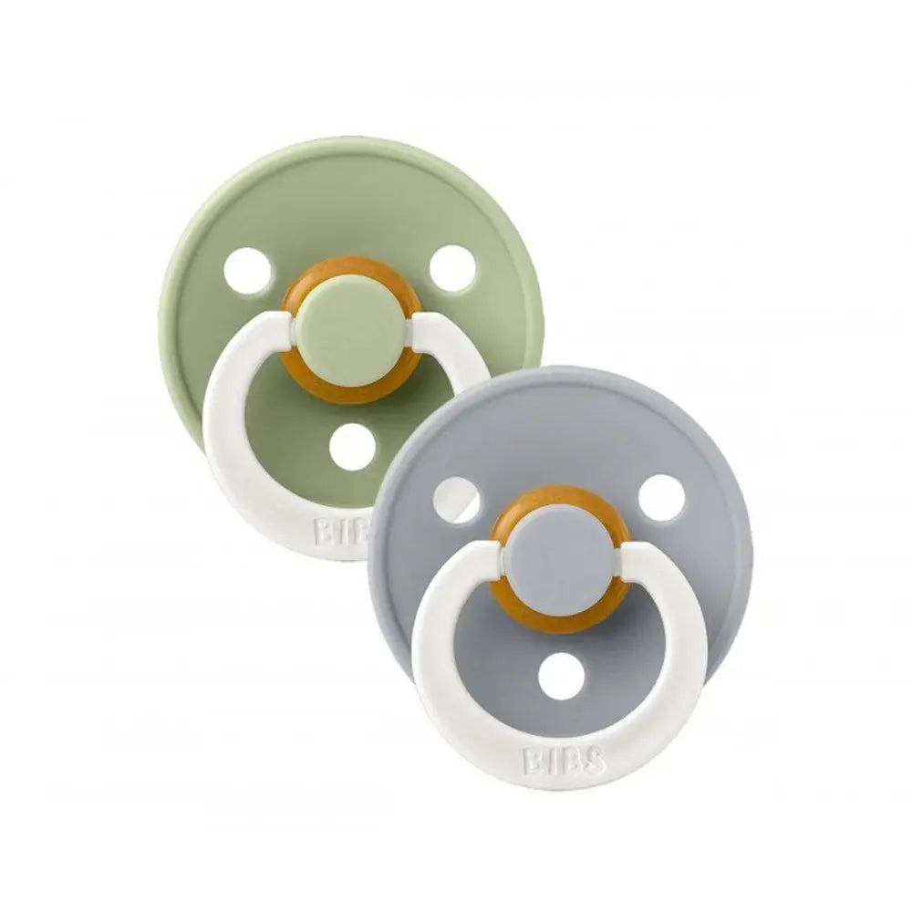BIBS Pack of 2 Anatomical Pacifiers - Sage/Cloud - GLOW