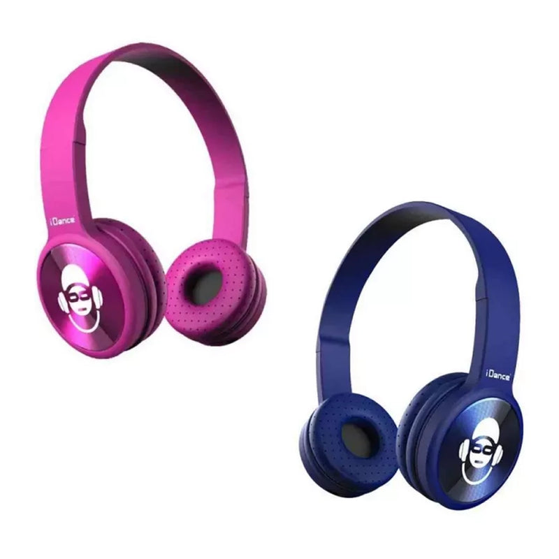 iDance Pack Duo Casque 100 Bluetooth Sans Fil - Rose & Bleu