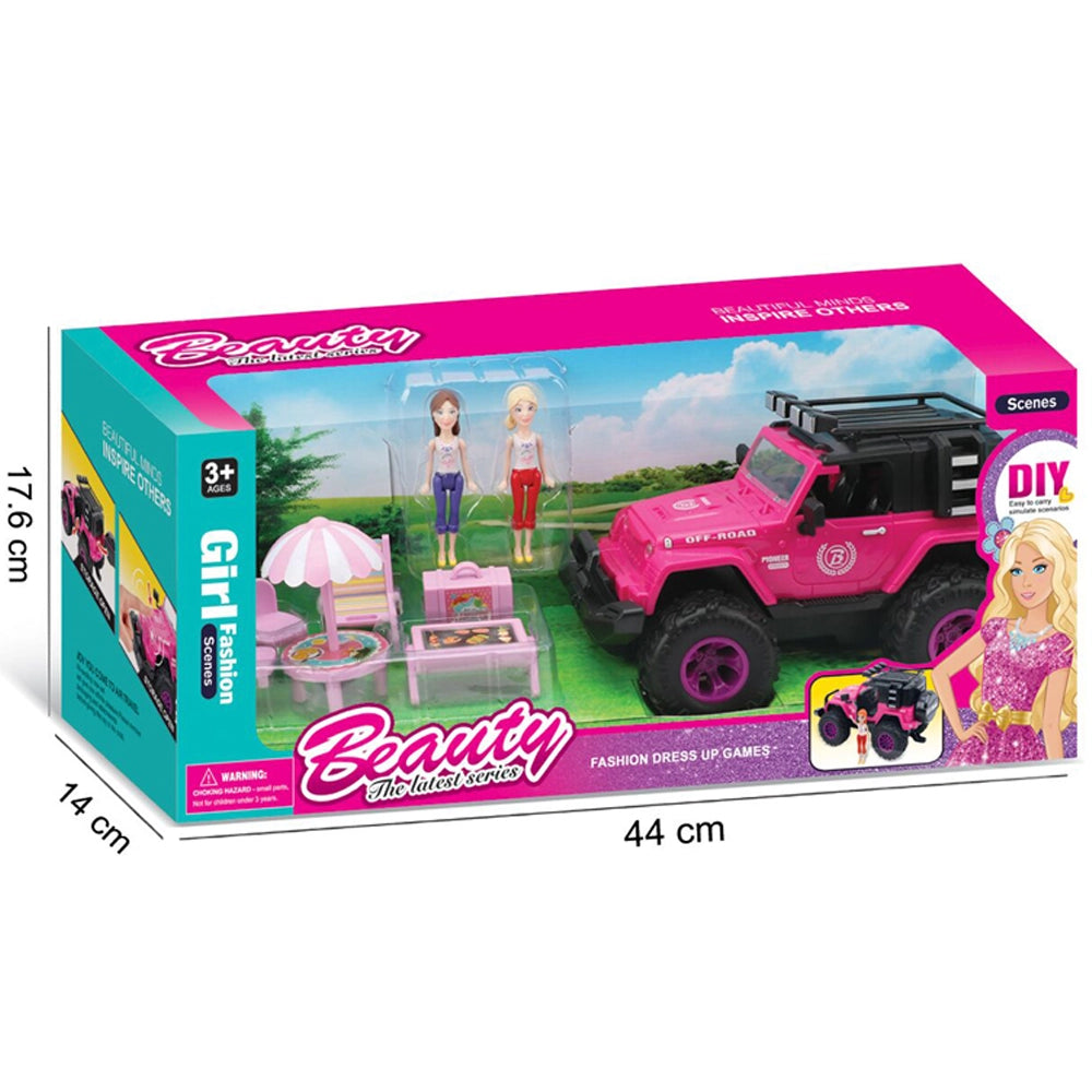 Coffret de Poupée avec Voiture Miniature Rose