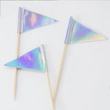 Lot de 12 Pics Décoratifs Argent Iridescent 8cm