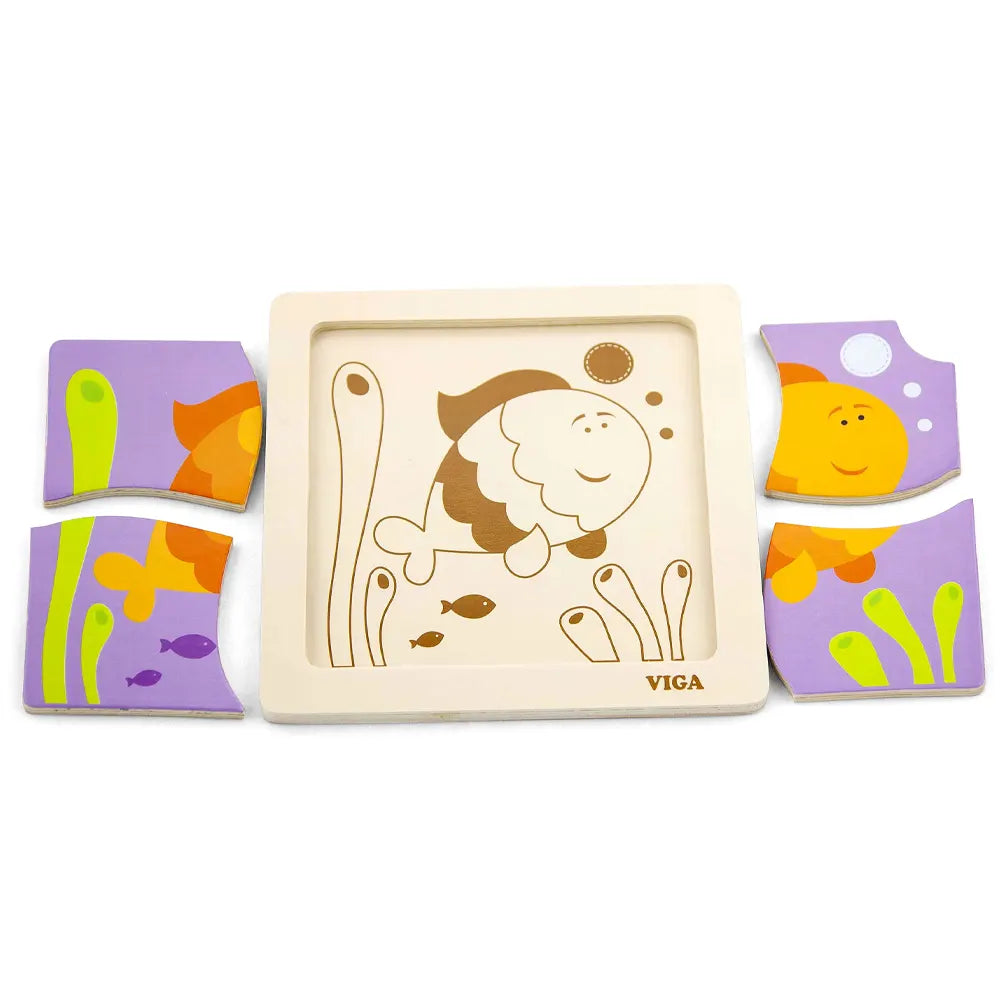 Viga Toys Puzzle Plat Poisson en Bois – 12M+