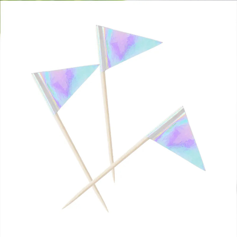Lot de 12 Pics Décoratifs Argent Iridescent 8cm