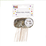 Lot de 12 Pics à Cupcake Happy Birthday 10cm