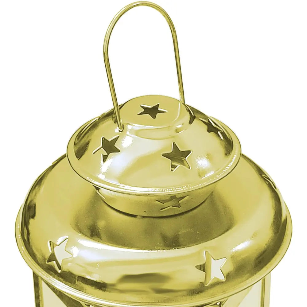 Lanterne Décorative en Métal et Verre 10x18 cm - Dorée