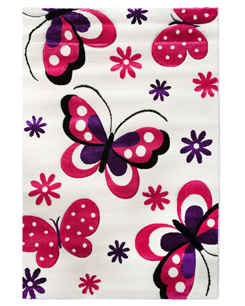 Tapis Rectangulaire Papillons Un Amour de Tapis - Beige & Rose