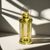 Lanterne Décorative en Métal et Verre 10x18 cm - Dorée