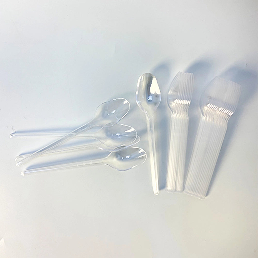 Pack de 100 Mini Cuillères en plastique - Transparents