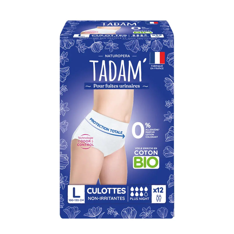 Tadam’ Culottes Fuites Urinaires Plus Nuit Taille L - 12 Unités