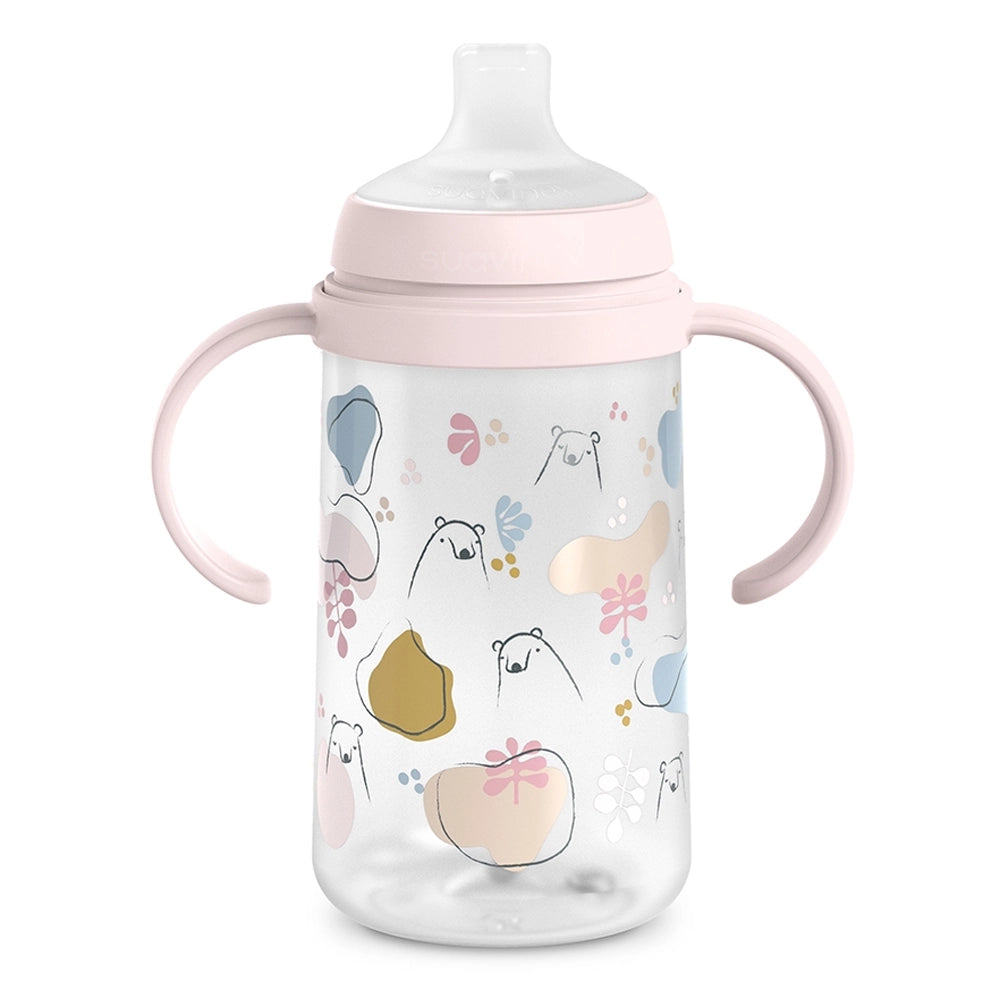 Suavinex Anti-Colic Bottle with Handles & Silicone Spout 270ml 6M+ - Pink