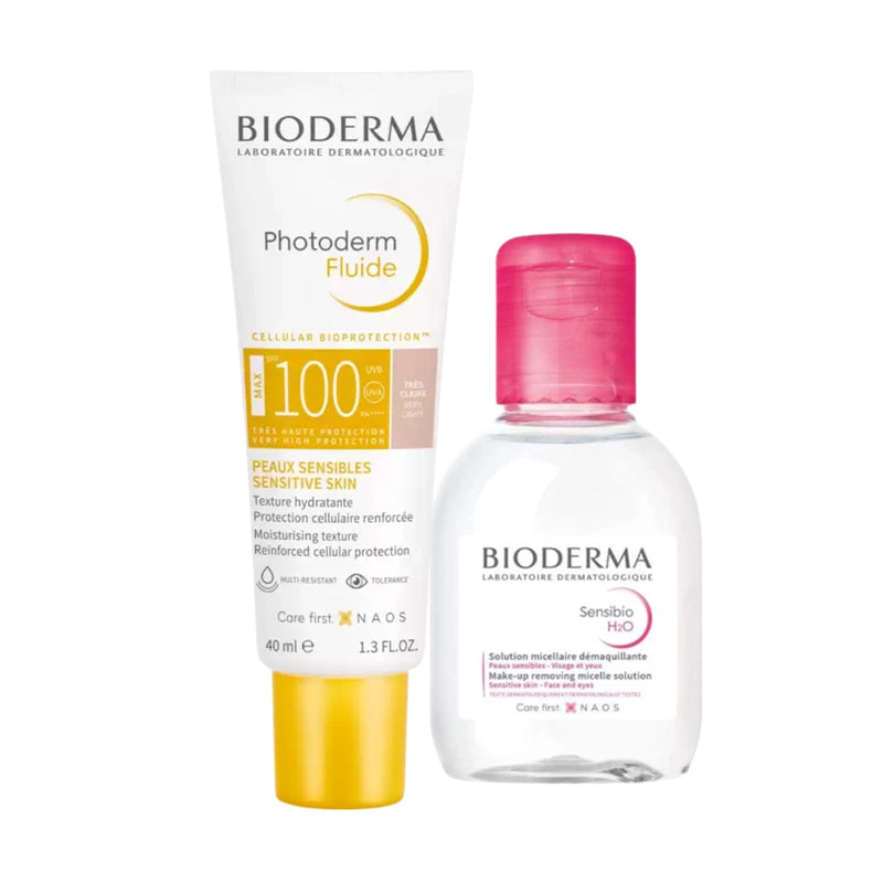 BIODERMA Photoderm Fluide Teinte Tres Claire Spf100 + Sensibio H2O 100ml OFFERT