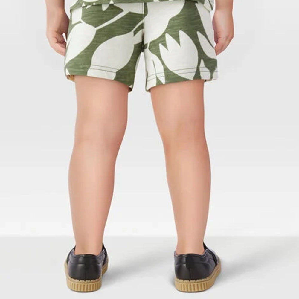 Short de felpa sin cierre para Niño Carter's - Tropical Verde y Blanco