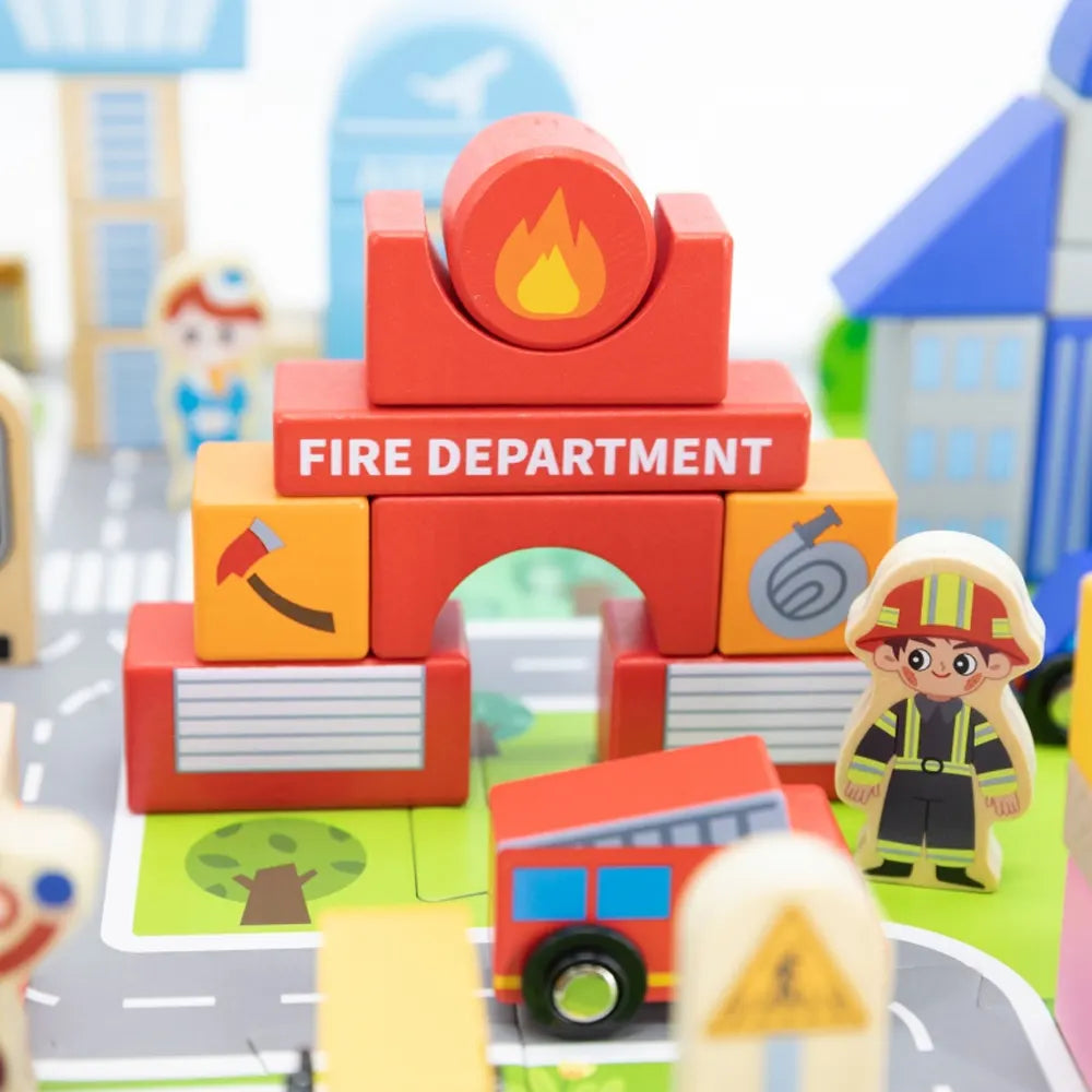 Viga Toys Blocs de Construction Ville 100 Pièces - 24M+
