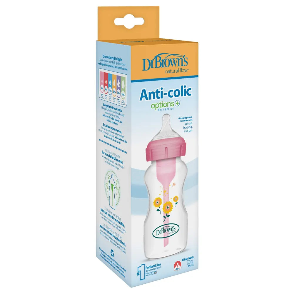 Dr. Brown’s Biberon Anti-Colique Options+ Col Large Rose 270 ml