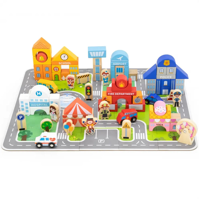 Viga Toys Blocs de Construction Ville 100 Pièces - 24M+