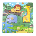 Viga Toys Puzzle en Bois à Boutons 12M+ - Animaux Sauvage