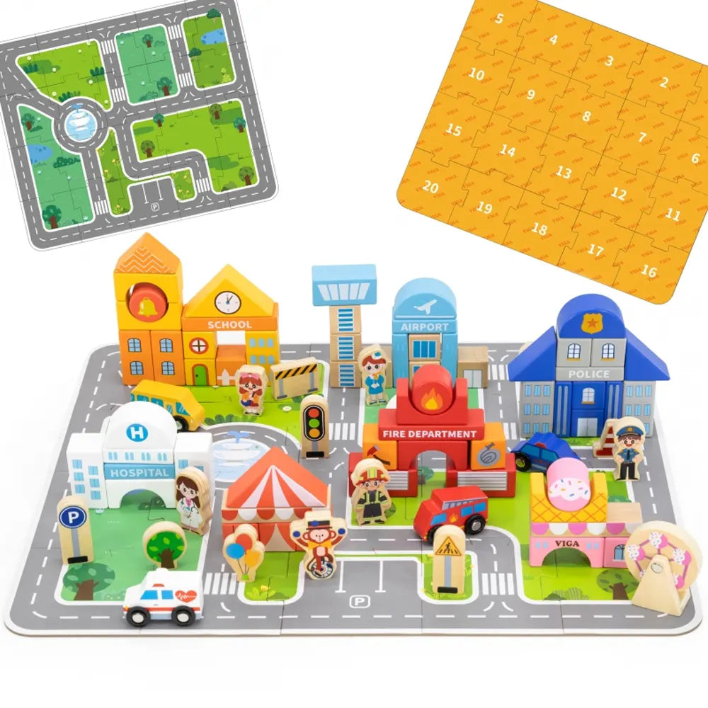 Viga Toys Blocs de Construction Ville 100 Pièces - 24M+